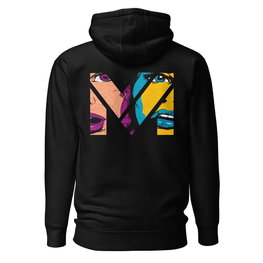 Hoodie NO FILTER noir visuel coloré dos et logo blanc face Mindset Ambition