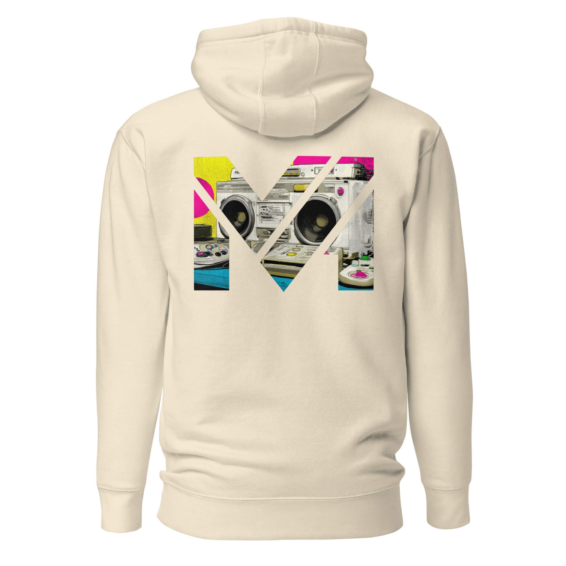 Hoodie OLD SCHOOL GRIND beige visuel coloré dos et logo noir face Mindset Ambition