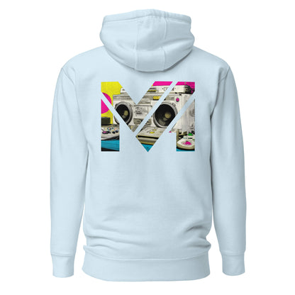 Hoodie OLD SCHOOL GRIND bleu ciel visuel coloré dos et logo noir face Mindset Ambition
