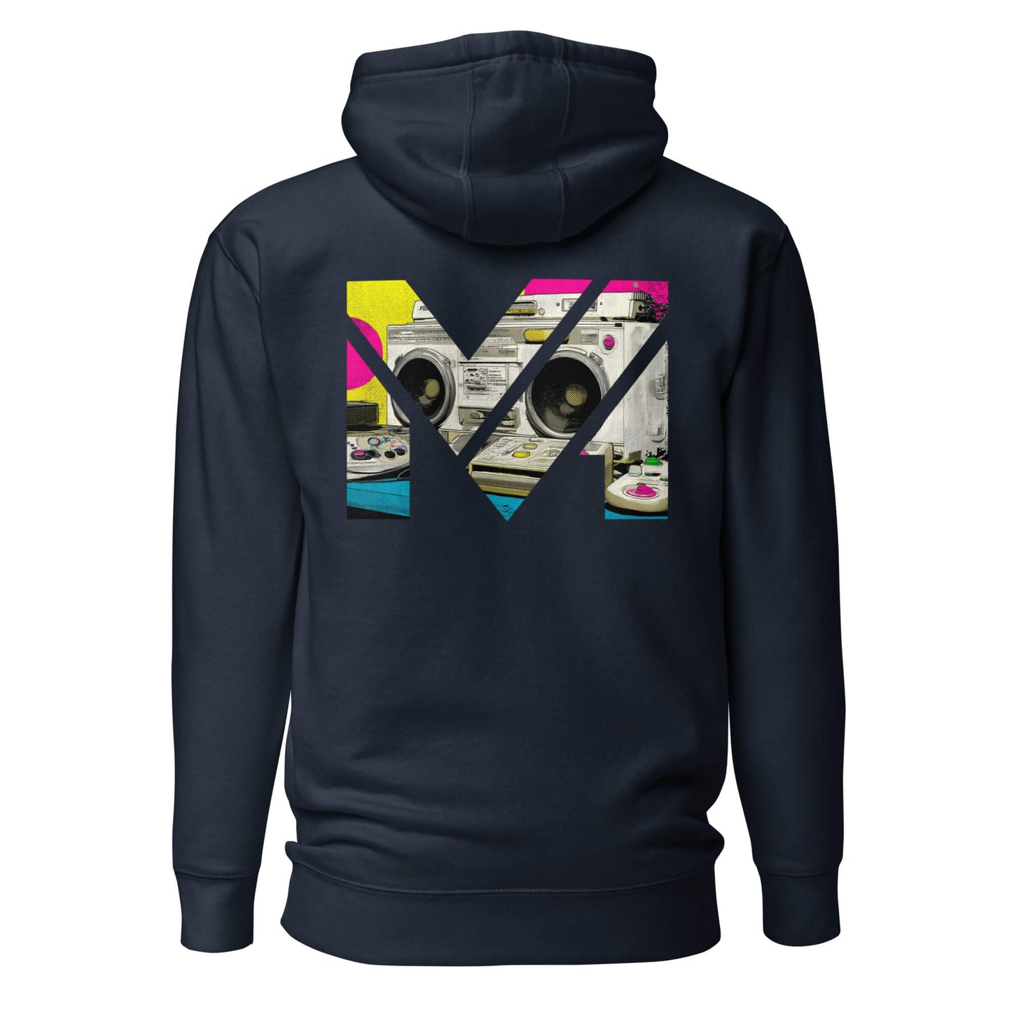 Hoodie OLD SCHOOL GRIND bleu marine visuel coloré dos et logo blanc face Mindset Ambition