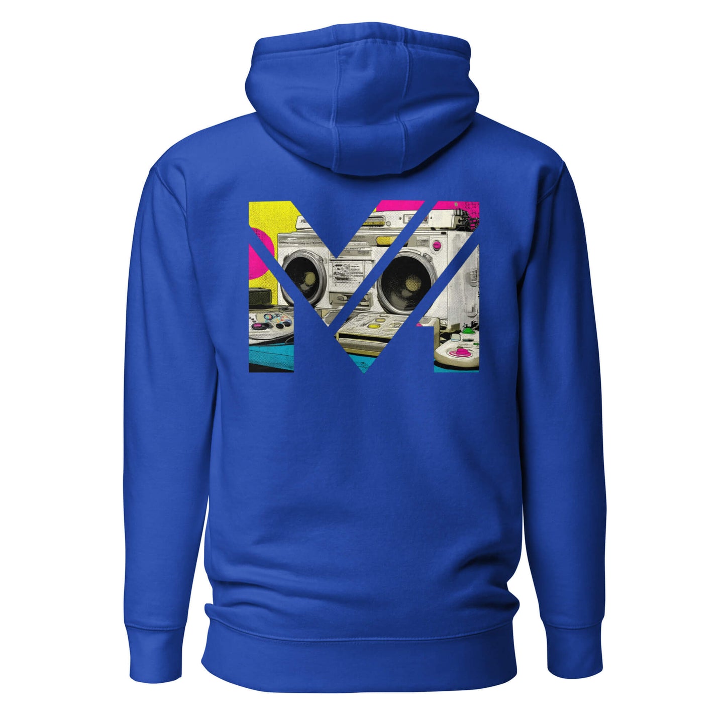 Hoodie OLD SCHOOL GRIND bleu roi visuel coloré dos et logo blanc face Mindset Ambition
