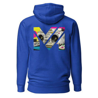 Hoodie OLD SCHOOL GRIND bleu roi visuel coloré dos et logo blanc face Mindset Ambition