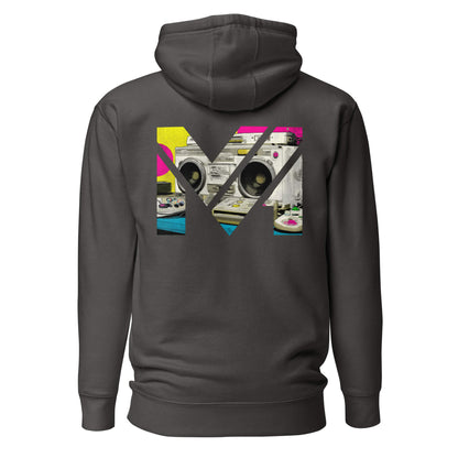 Hoodie OLD SCHOOL GRIND gris anthracite visuel coloré dos et logo blanc face Mindset Ambition