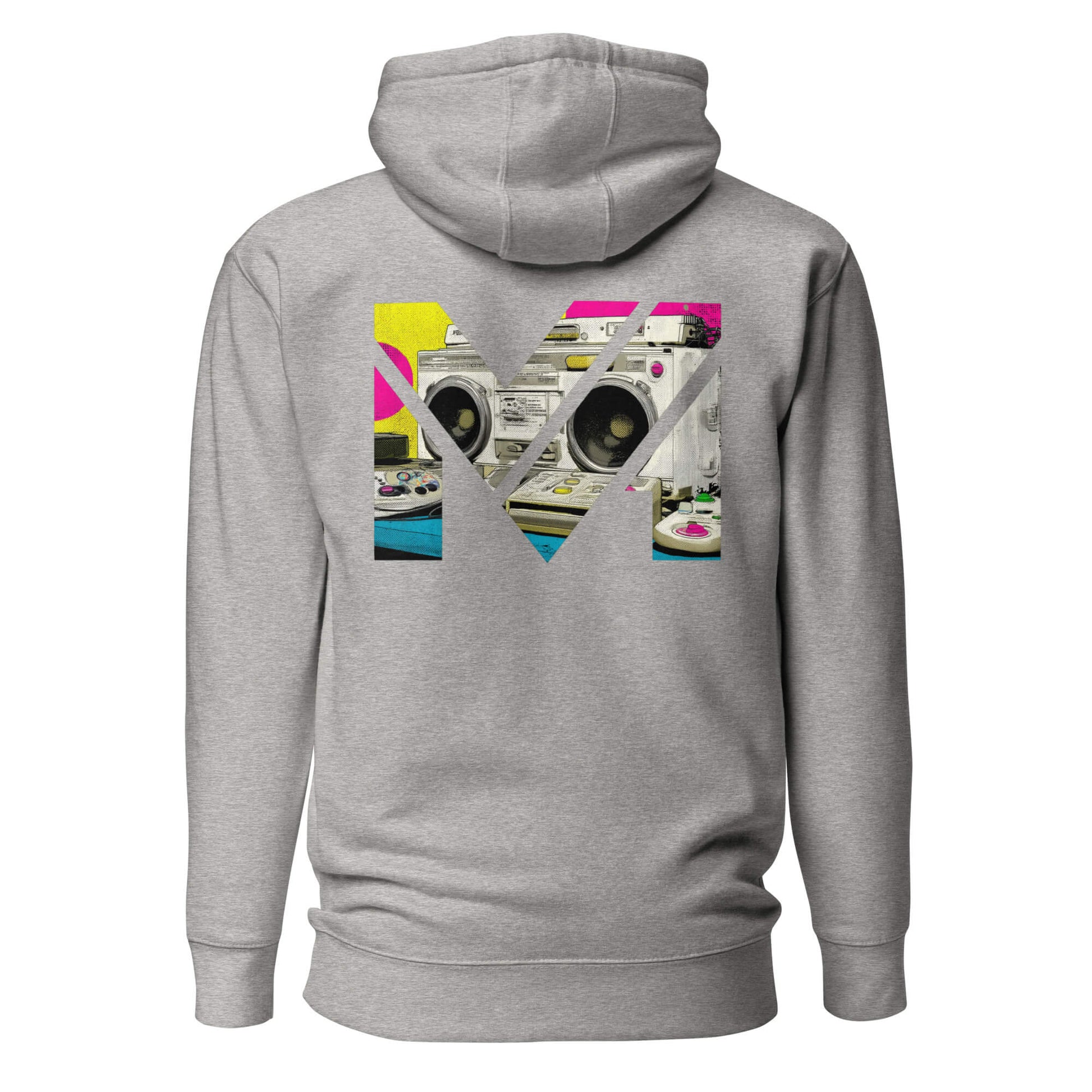 Hoodie OLD SCHOOL GRIND gris chiné visuel coloré dos et logo noir face Mindset Ambition