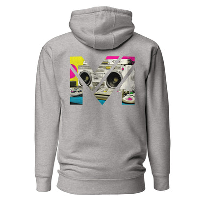 Hoodie OLD SCHOOL GRIND gris chiné visuel coloré dos et logo noir face Mindset Ambition