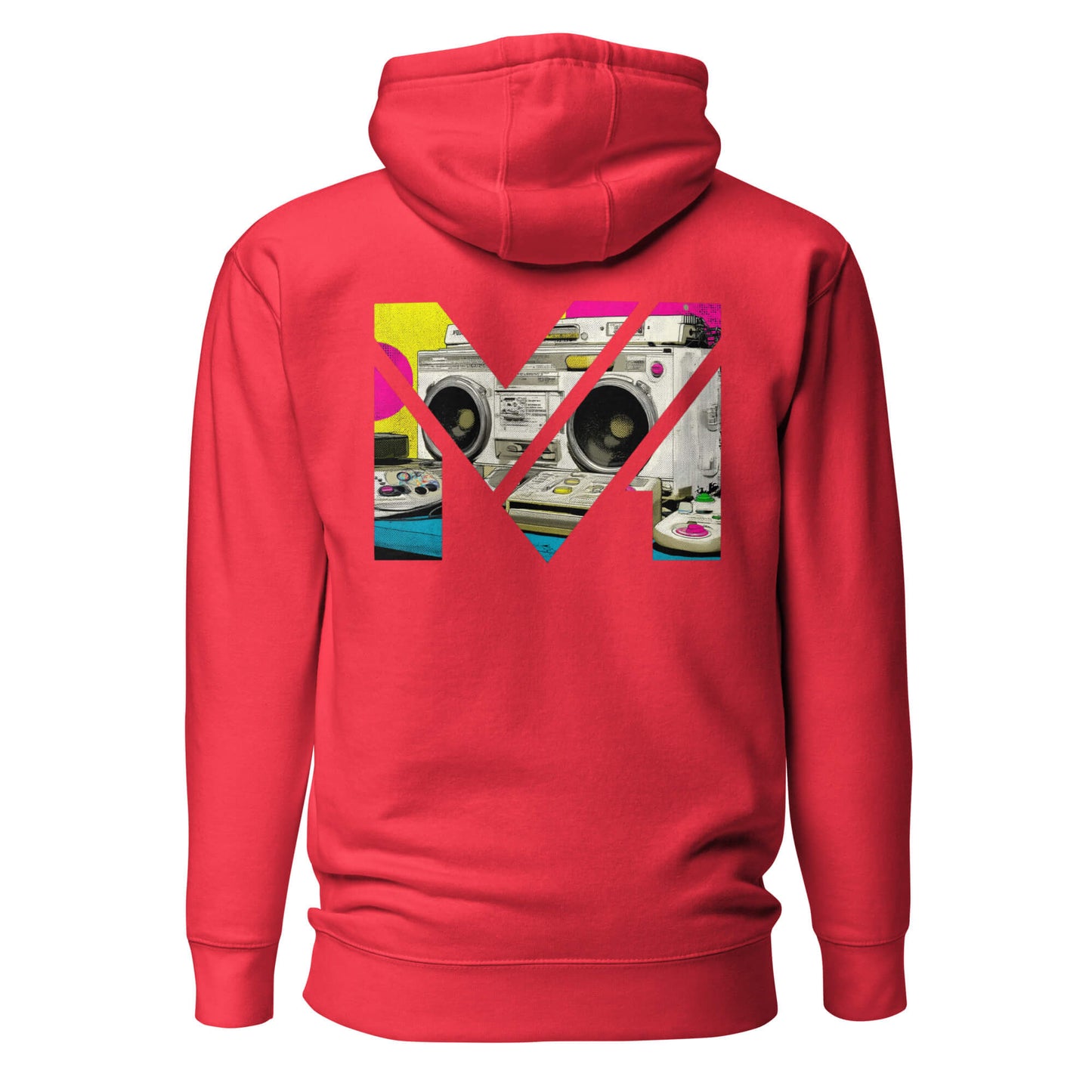 Hoodie OLD SCHOOL GRIND rouge visuel coloré dos et logo noir face Mindset Ambition