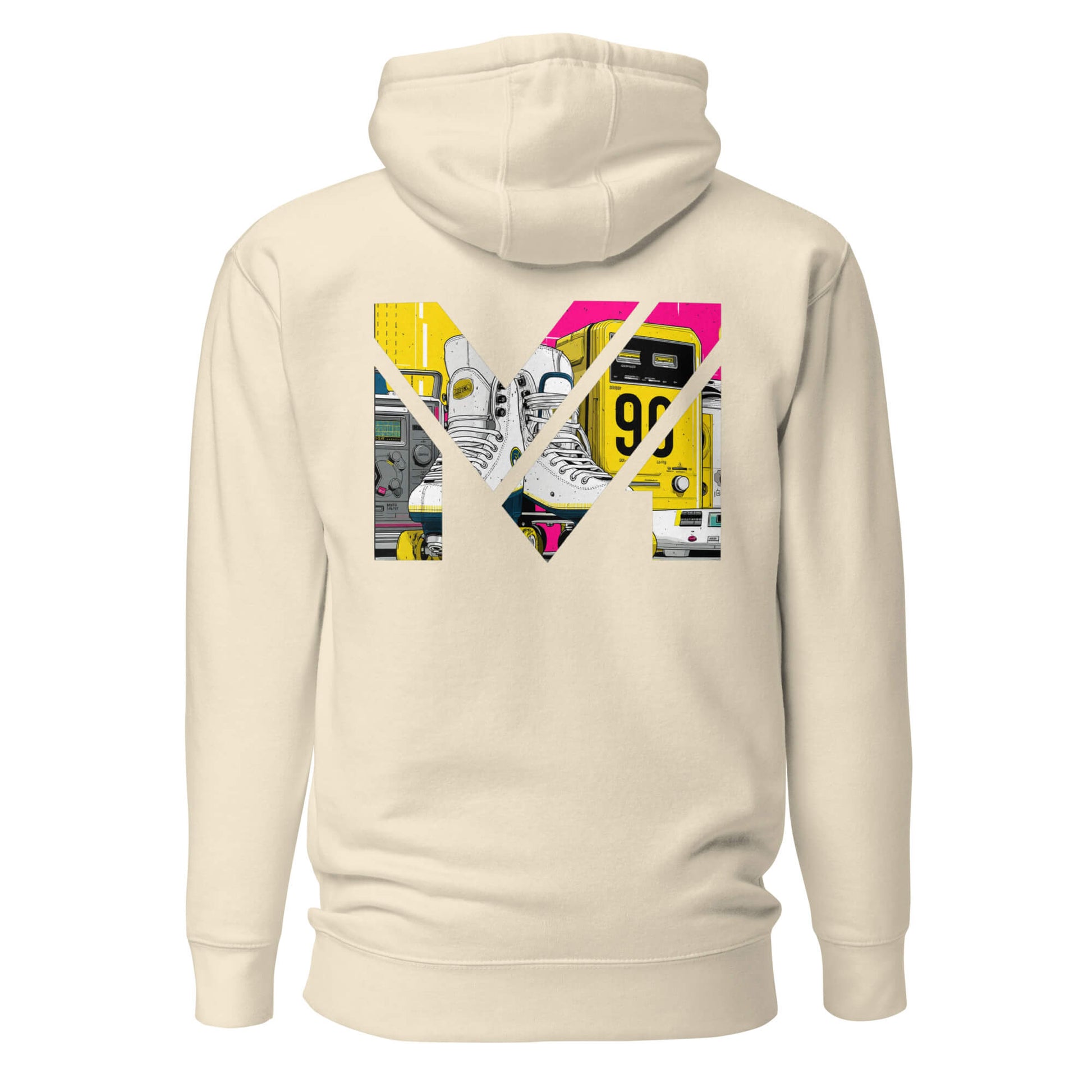 Hoodie RAW IMPACT beige visuel coloré dos et logo noir face Mindset Ambition