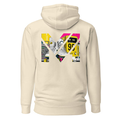 Hoodie RAW IMPACT beige visuel coloré dos et logo noir face Mindset Ambition