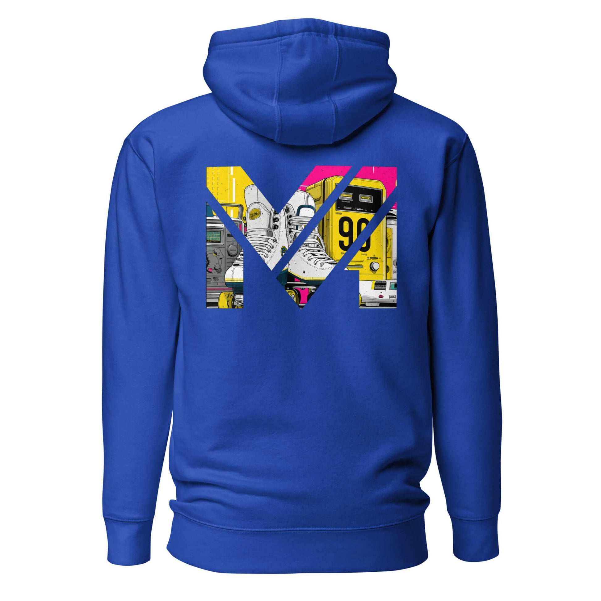 Hoodie RAW IMPACT bleu roi visuel coloré dos et logo blanc face Mindset Ambition