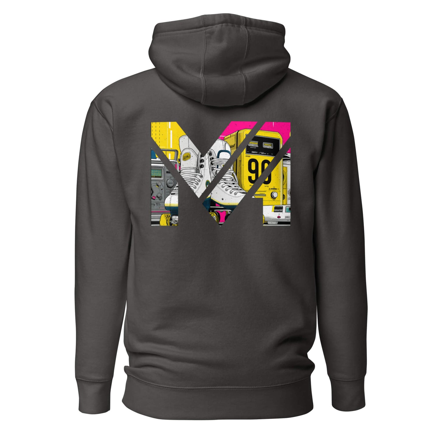 Hoodie RAW IMPACT gris anthracite visuel coloré dos et logo blanc face Mindset Ambition