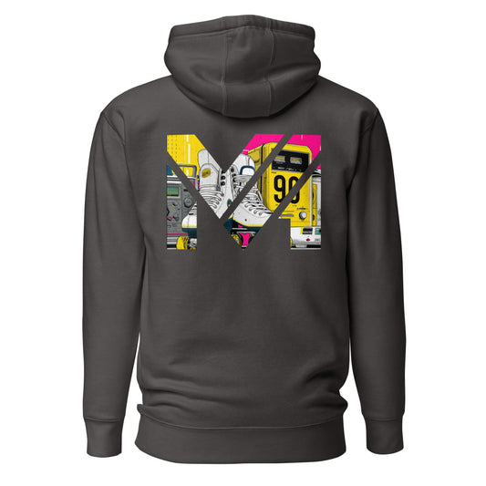Hoodie RAW IMPACT gris anthracite visuel coloré dos et logo blanc face Mindset Ambition