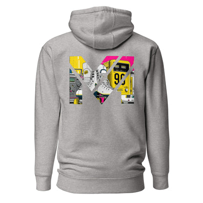 Hoodie RAW IMPACT gris chiné visuel coloré dos et logo noir face Mindset Ambition