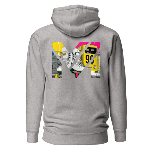 Hoodie RAW IMPACT gris chiné visuel coloré dos et logo noir face Mindset Ambition