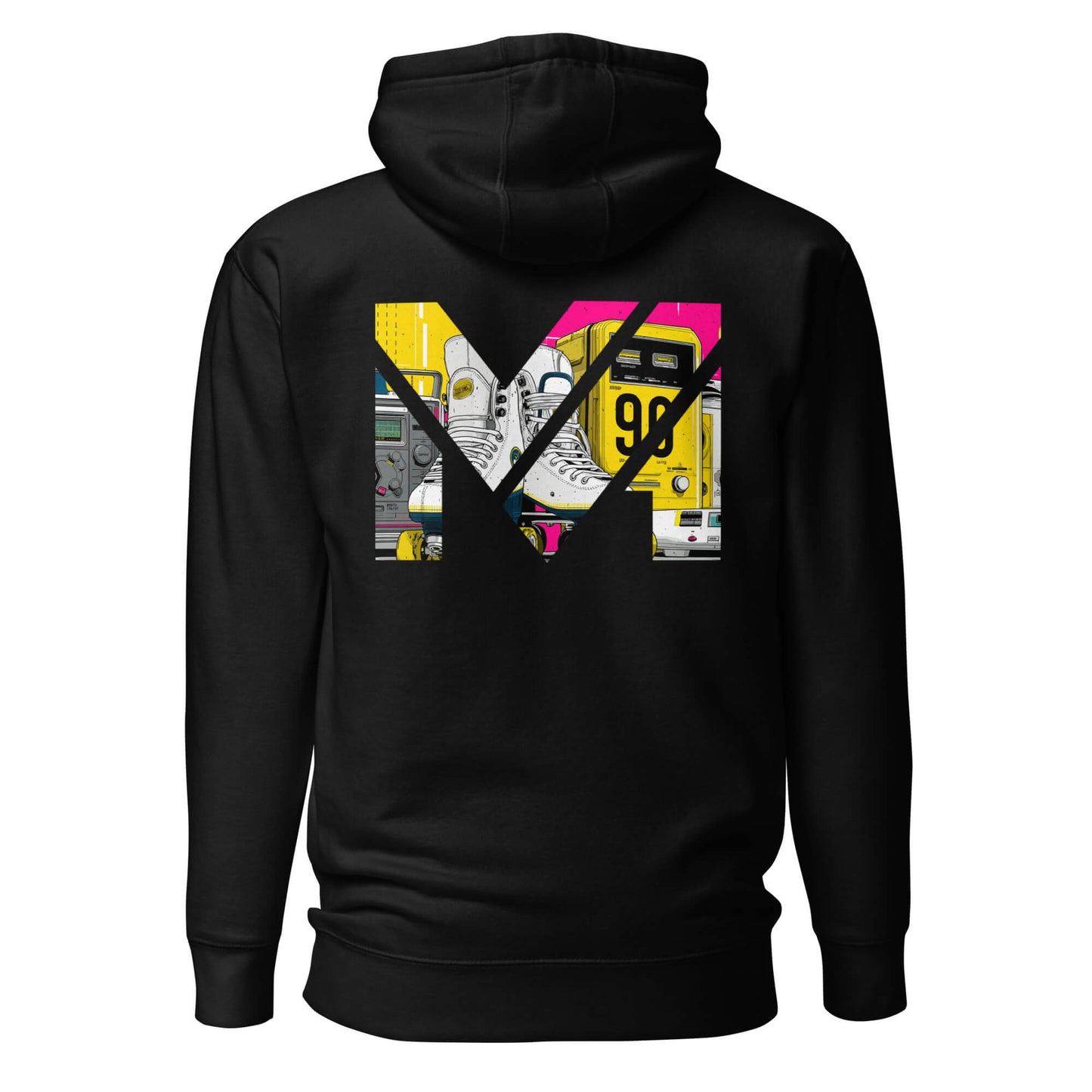 Hoodie RAW IMPACT noir visuel coloré dos et logo blanc face Mindset Ambition