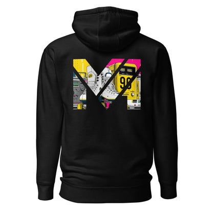 Hoodie RAW IMPACT noir visuel coloré dos et logo blanc face Mindset Ambition