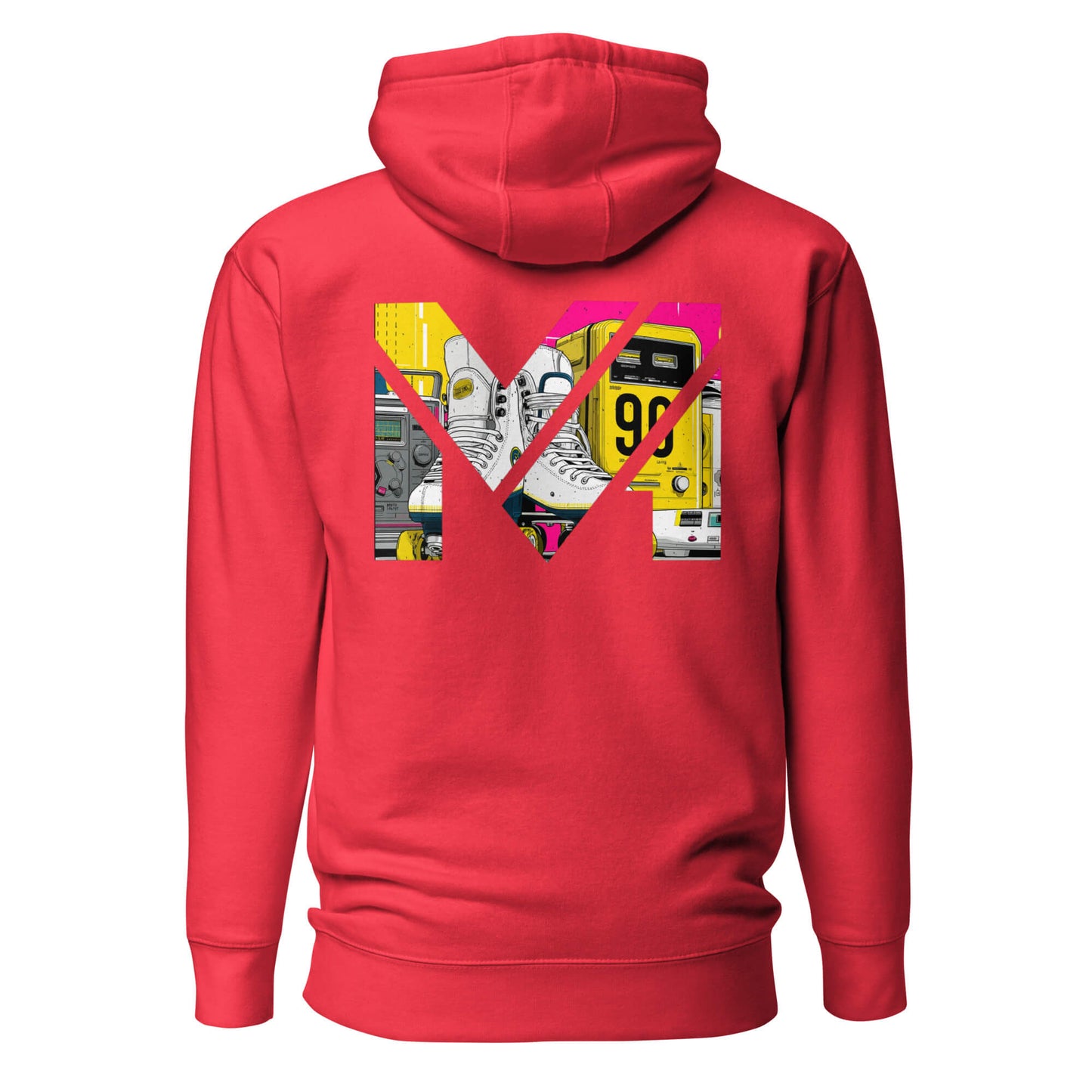 Hoodie RAW IMPACT rouge visuel coloré dos et logo noir face Mindset Ambition