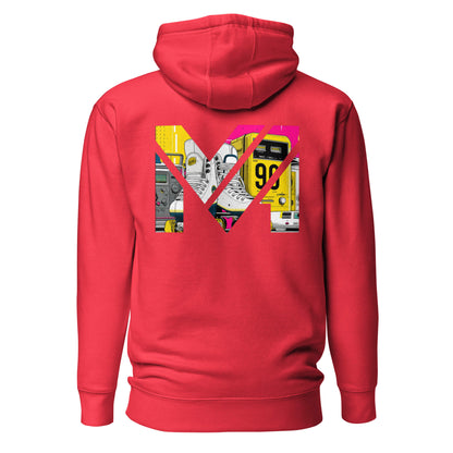 Hoodie RAW IMPACT rouge visuel coloré dos et logo noir face Mindset Ambition