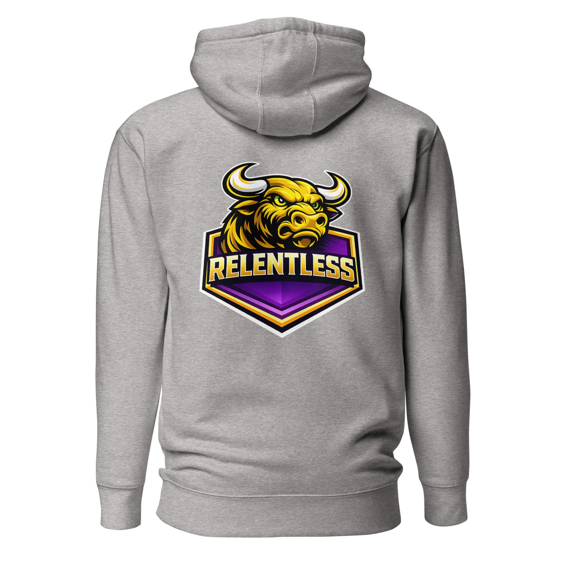 Hoodie RELENTLESS gris chiné visuel coloré dos et logo noir face Mindset Ambition