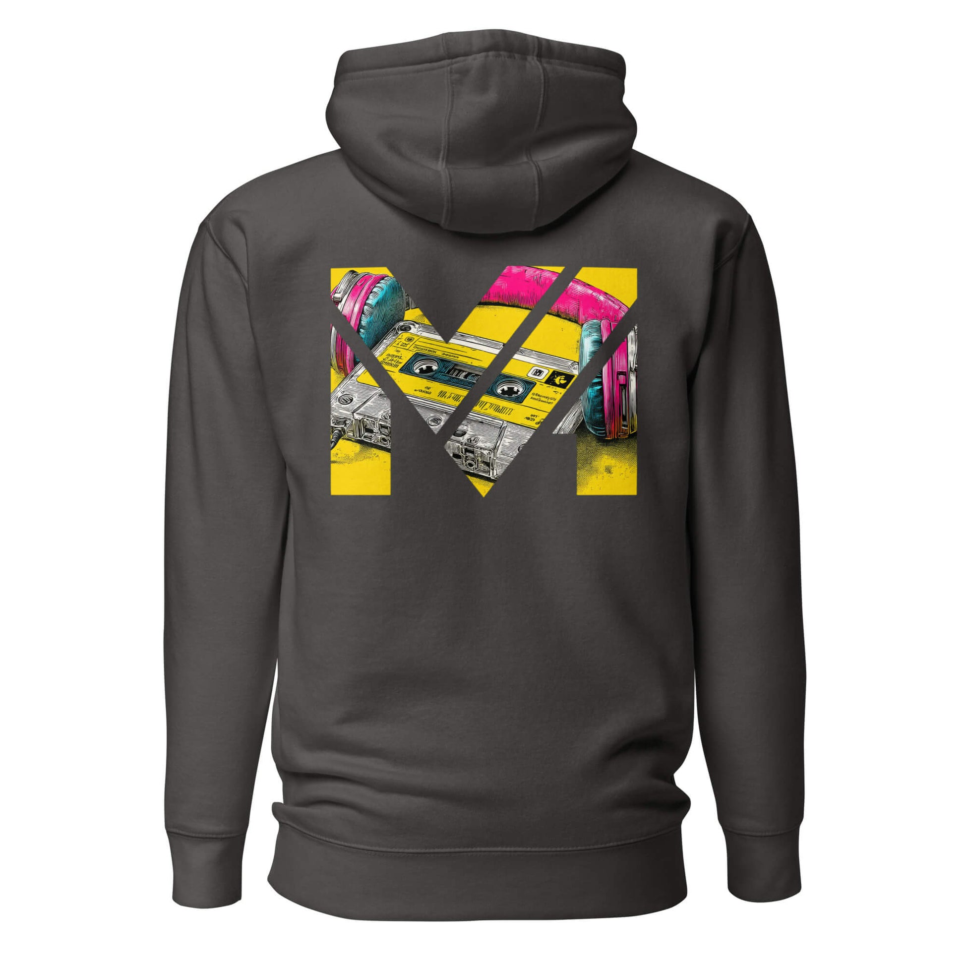 Hoodie REWIND. RESET. RISE. gris anthracite visuel coloré dos et logo blanc face Mindset Ambition