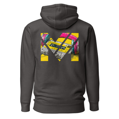Hoodie REWIND. RESET. RISE. gris anthracite visuel coloré dos et logo blanc face Mindset Ambition