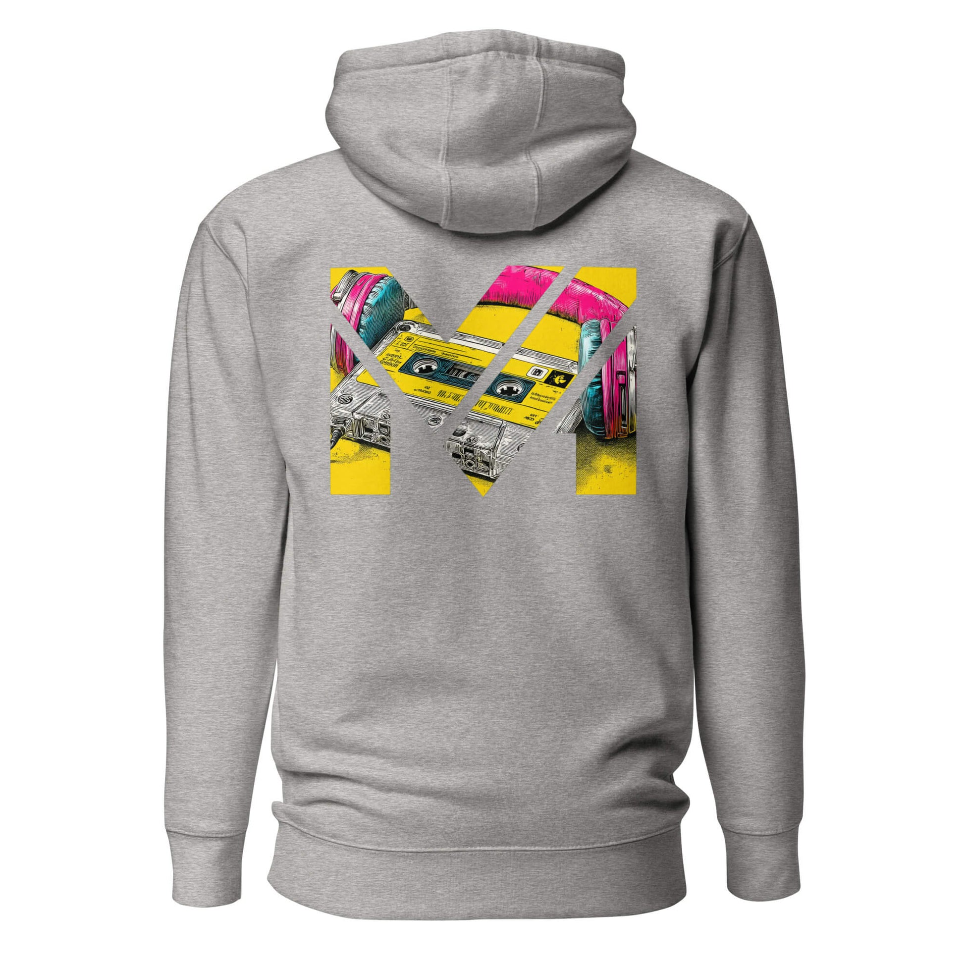 Hoodie REWIND. RESET. RISE. gris chiné visuel coloré dos et logo noir face Mindset Ambition