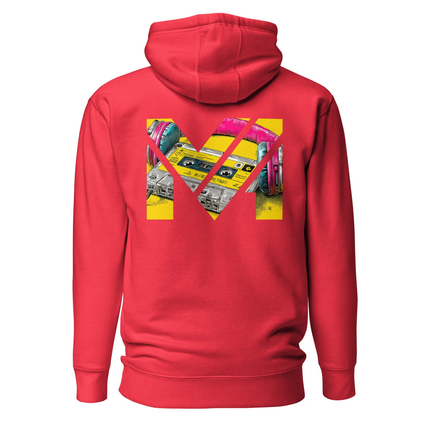 Hoodie REWIND. RESET. RISE. rouge visuel coloré dos et logo noir face Mindset Ambition