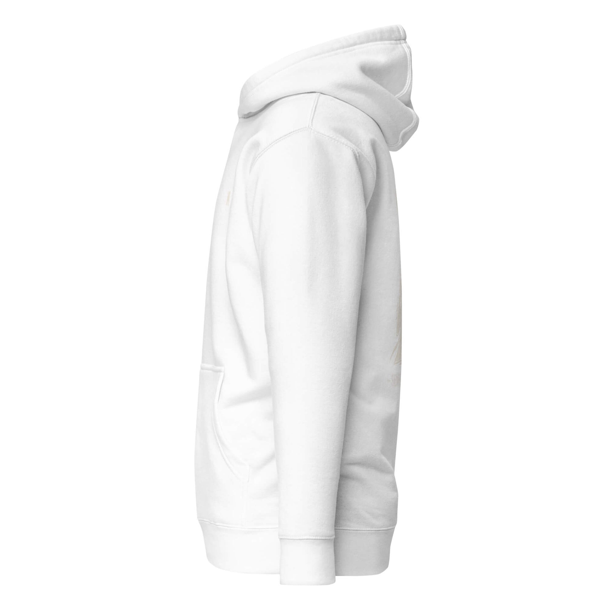 Hoodie Semper Paratus blanc profil gauche logo doré et visuel doré Mindset Ambition