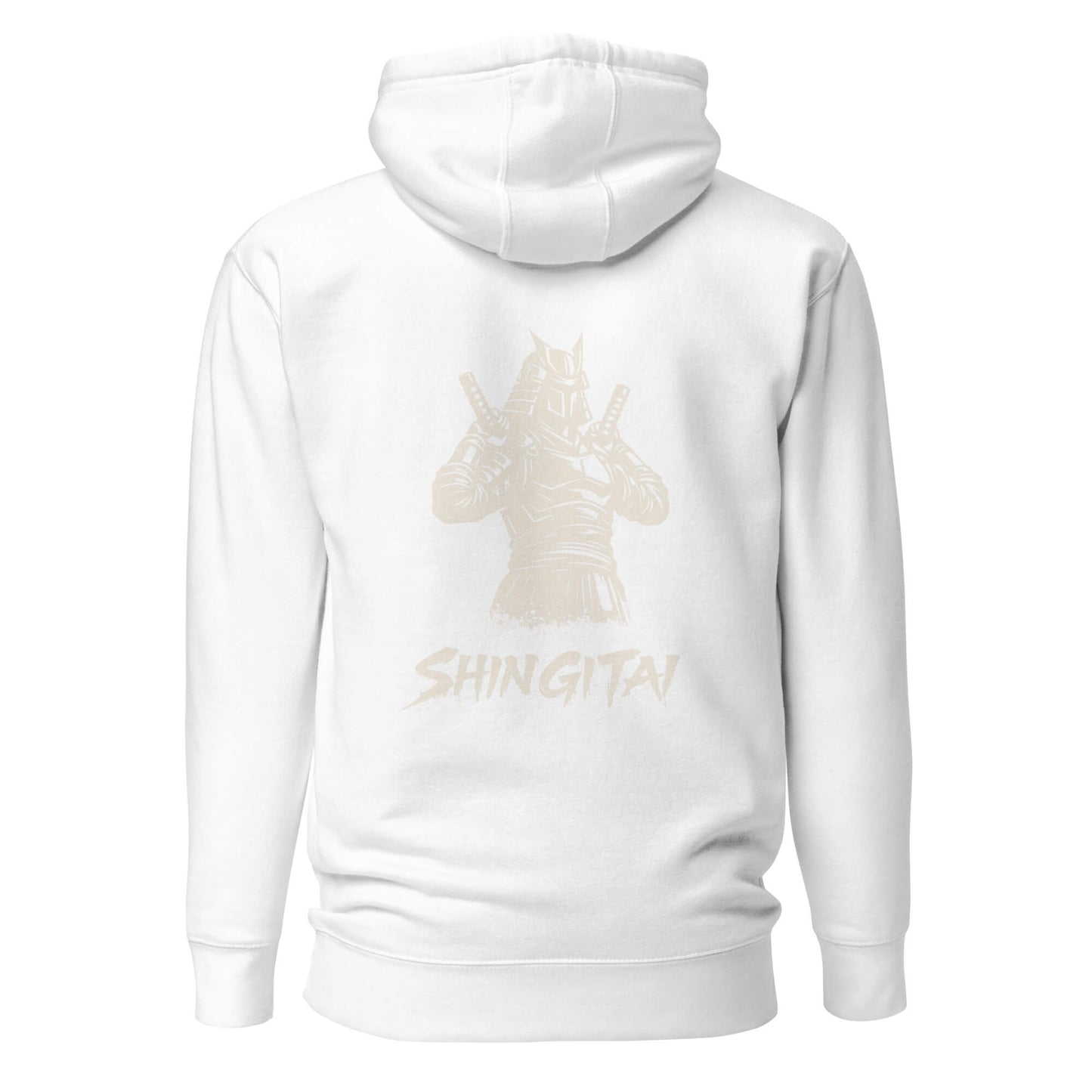 Hoodie Shingitai blanc visuel doré dos et logo doré face Mindset Ambition