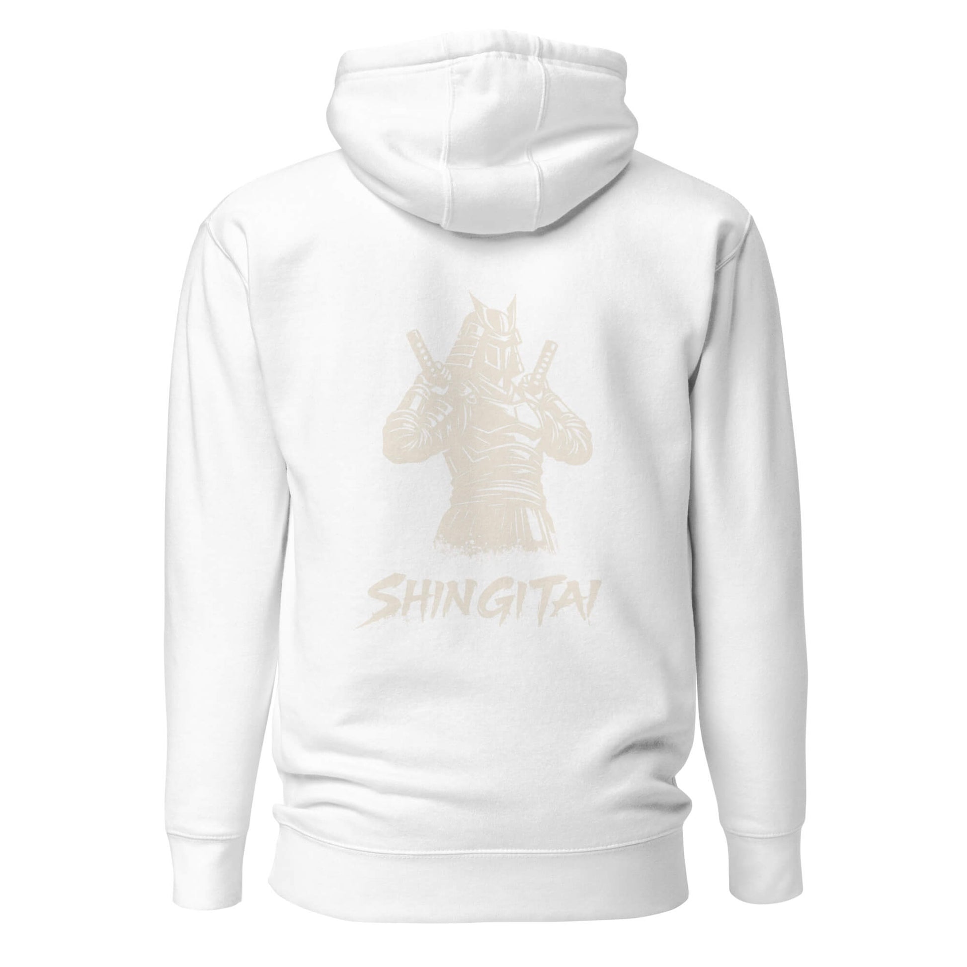 Hoodie Shingitai blanc visuel doré dos et logo doré face Mindset Ambition