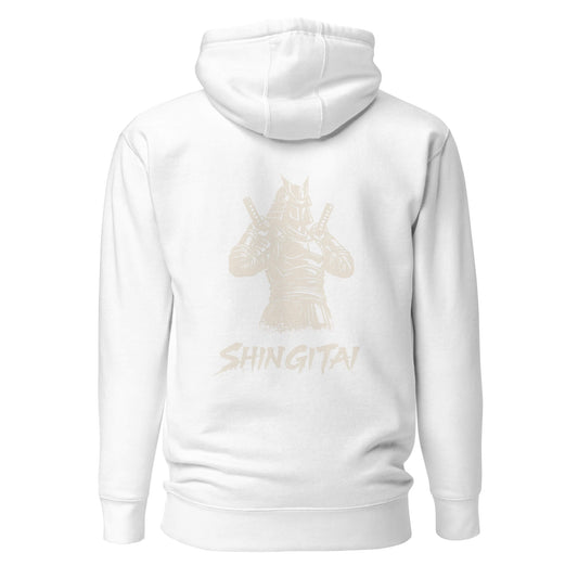 Hoodie Shingitai blanc visuel doré dos et logo doré face Mindset Ambition