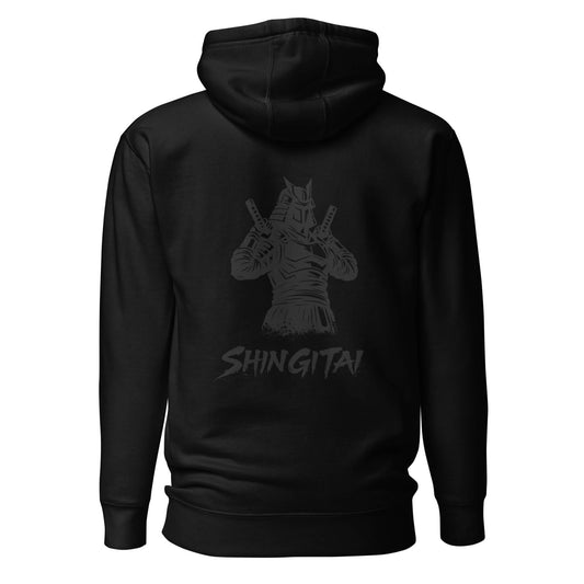 Hoodie Shingitai noir visuel gris dos et logo gris face Mindset Ambition