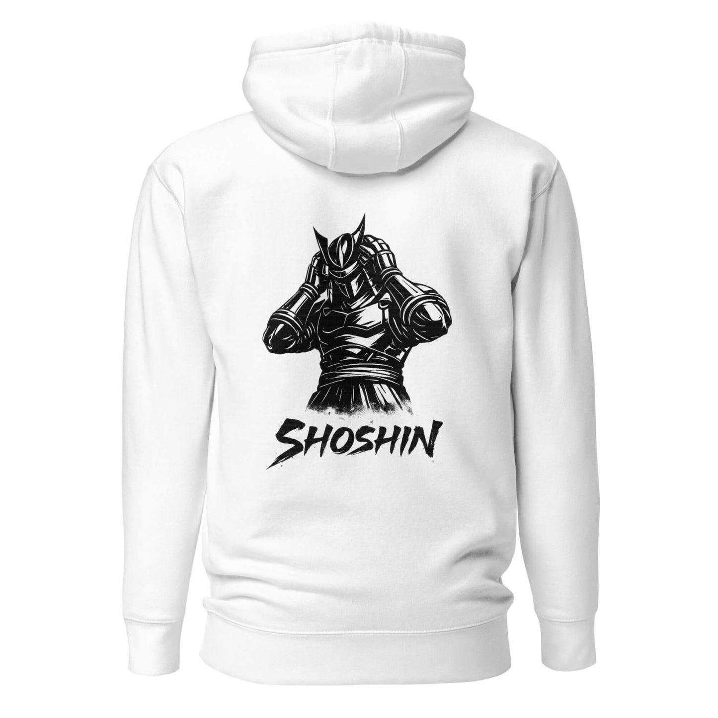 Hoodie Shoshin blanc visuel noir dos et logo noir face Mindset Ambition