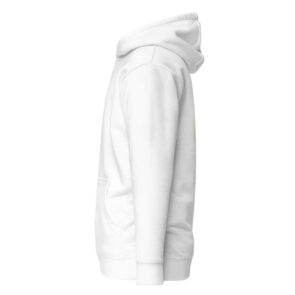 Hoodie Shoshin blanc profil gauche logo doré et visuel doré Mindset Ambition