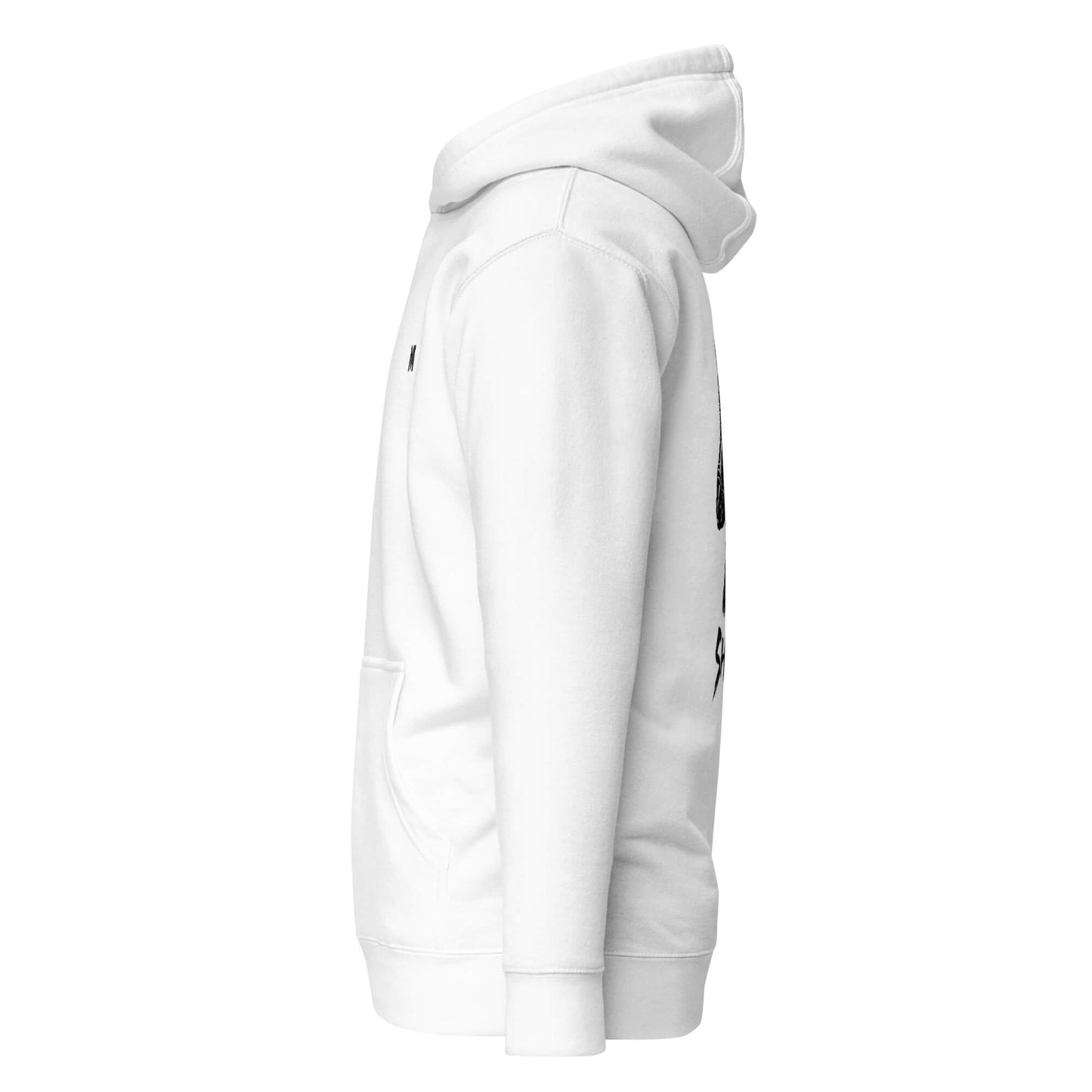 Hoodie Shoshin blanc profil gauche logo noir et visuel noir Mindset Ambition