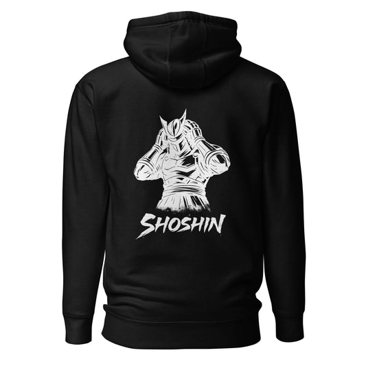 Hoodie Shoshin noir visuel blanc dos et logo blanc face Mindset Ambition