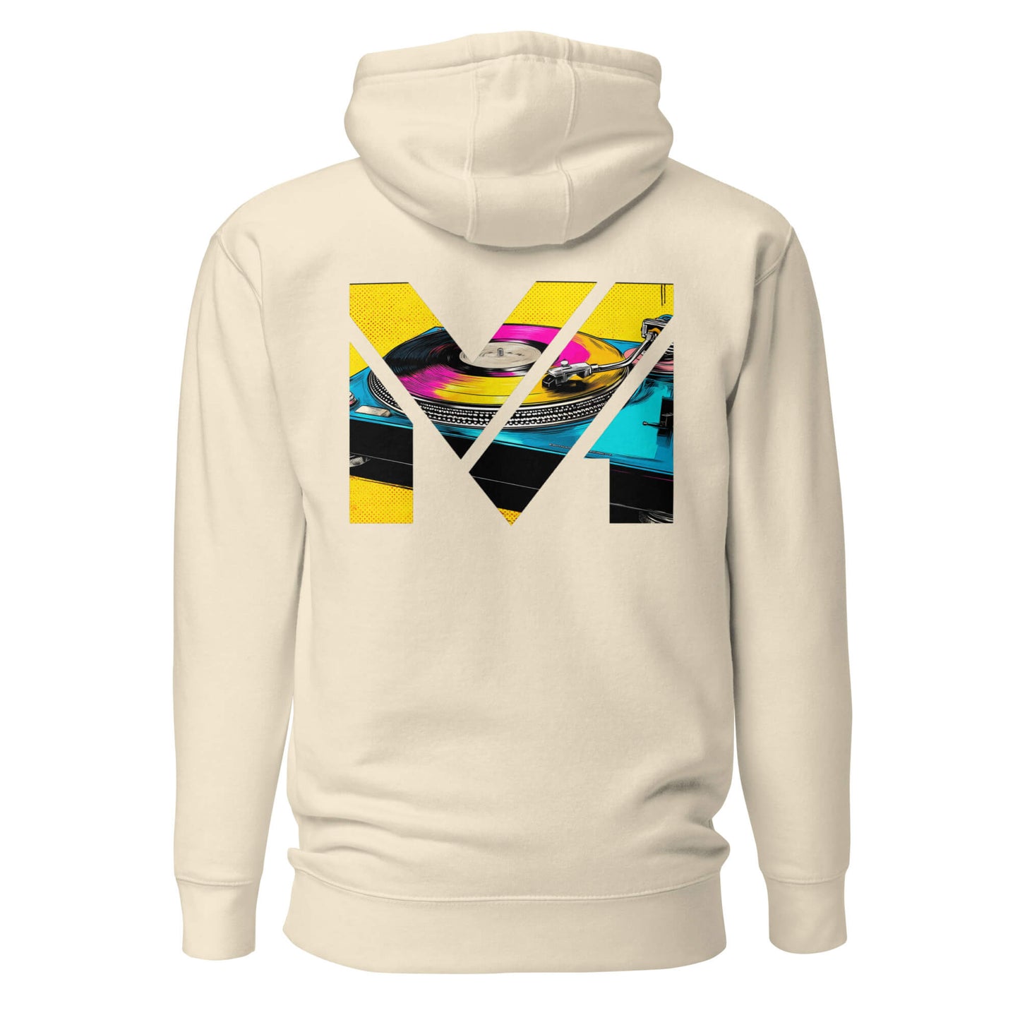 Hoodie SPIN THE GRIND beige visuel coloré dos et logo noir face Mindset Ambition