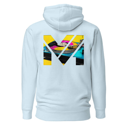 Hoodie SPIN THE GRIND bleu ciel visuel coloré dos et logo noir face Mindset Ambition