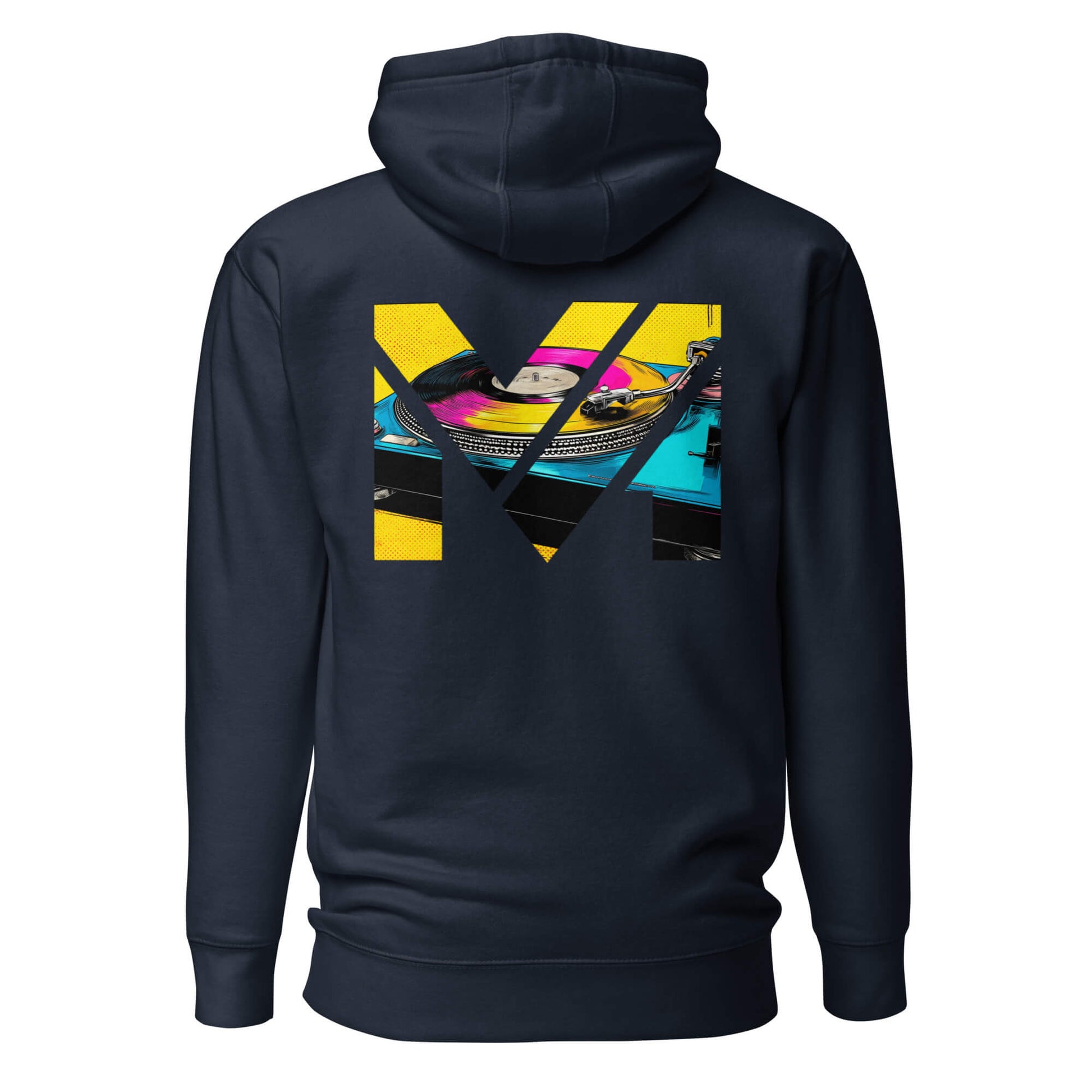 Hoodie SPIN THE GRIND bleu marine visuel coloré dos et logo blanc face Mindset Ambition