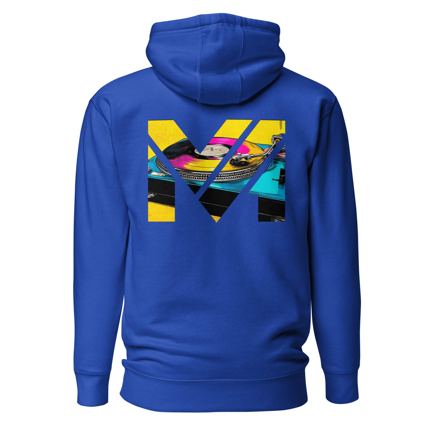 Hoodie SPIN THE GRIND bleu roi visuel coloré dos et logo blanc face Mindset Ambition