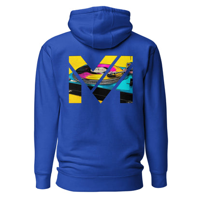 Hoodie SPIN THE GRIND bleu roi visuel coloré dos et logo blanc face Mindset Ambition
