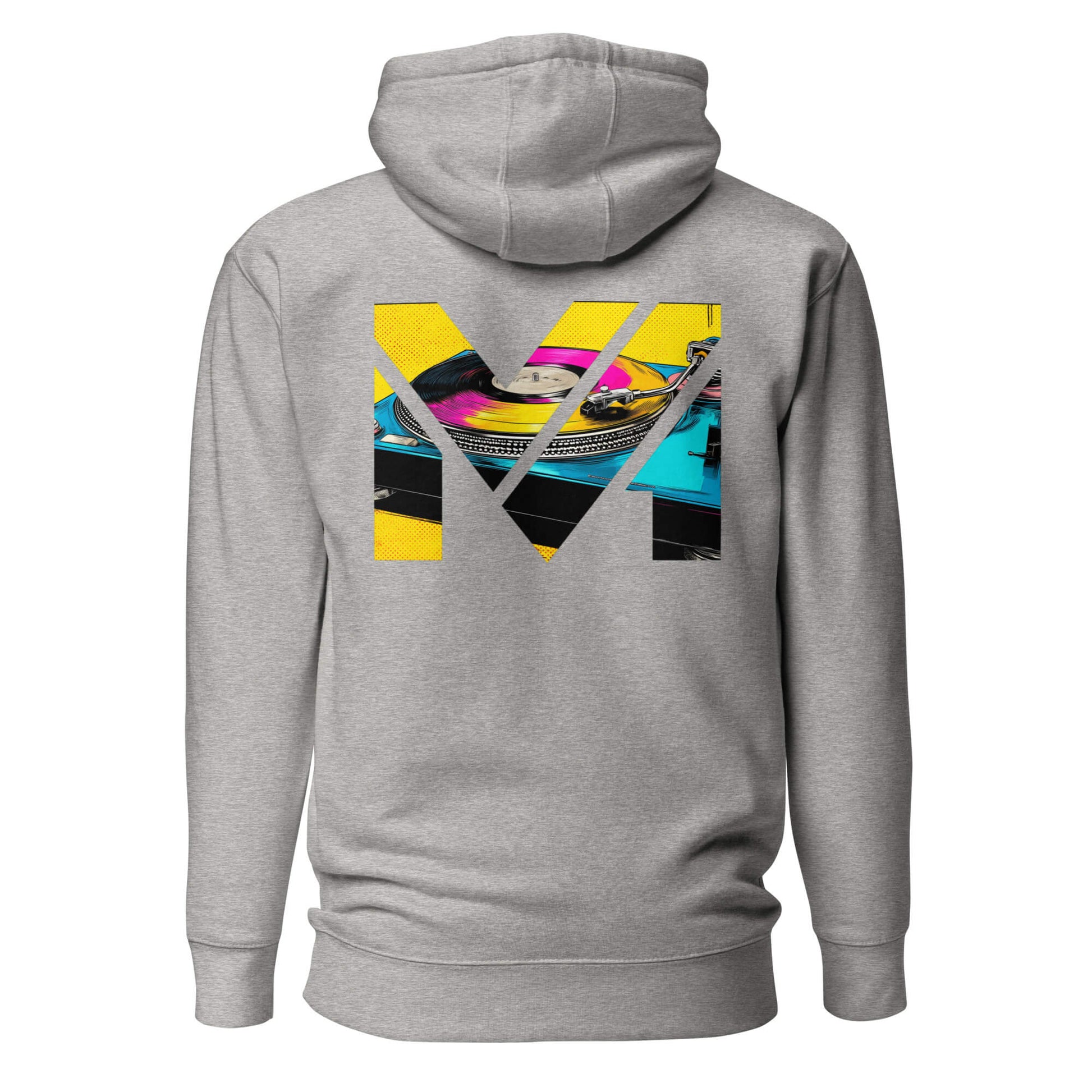 Hoodie SPIN THE GRIND gris chiné visuel coloré dos et logo noir face Mindset Ambition