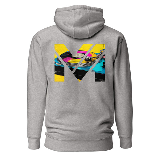 Hoodie SPIN THE GRIND gris chiné visuel coloré dos et logo noir face Mindset Ambition