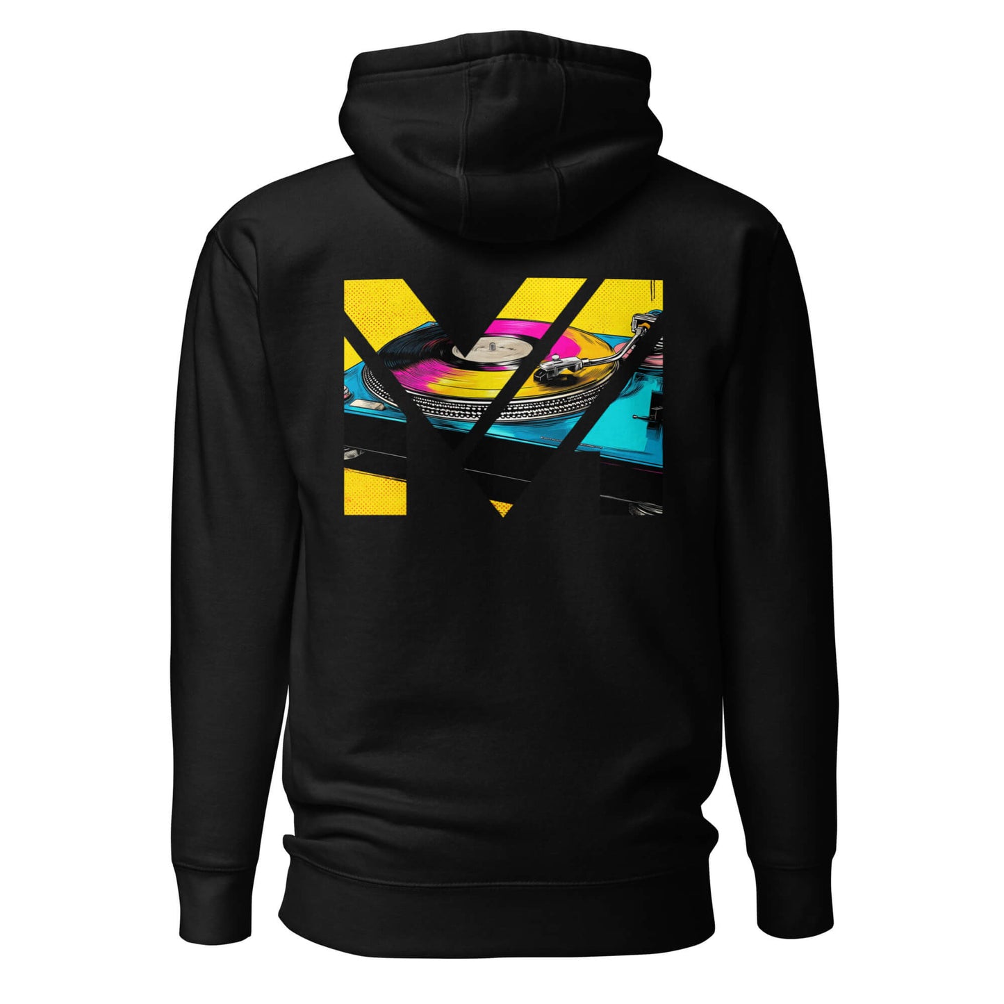 Hoodie SPIN THE GRIND noir visuel coloré dos et logo blanc face Mindset Ambition