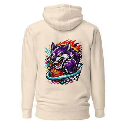 Hoodie WILD WOLF beige visuel coloré dos et logo noir face Mindset Ambition