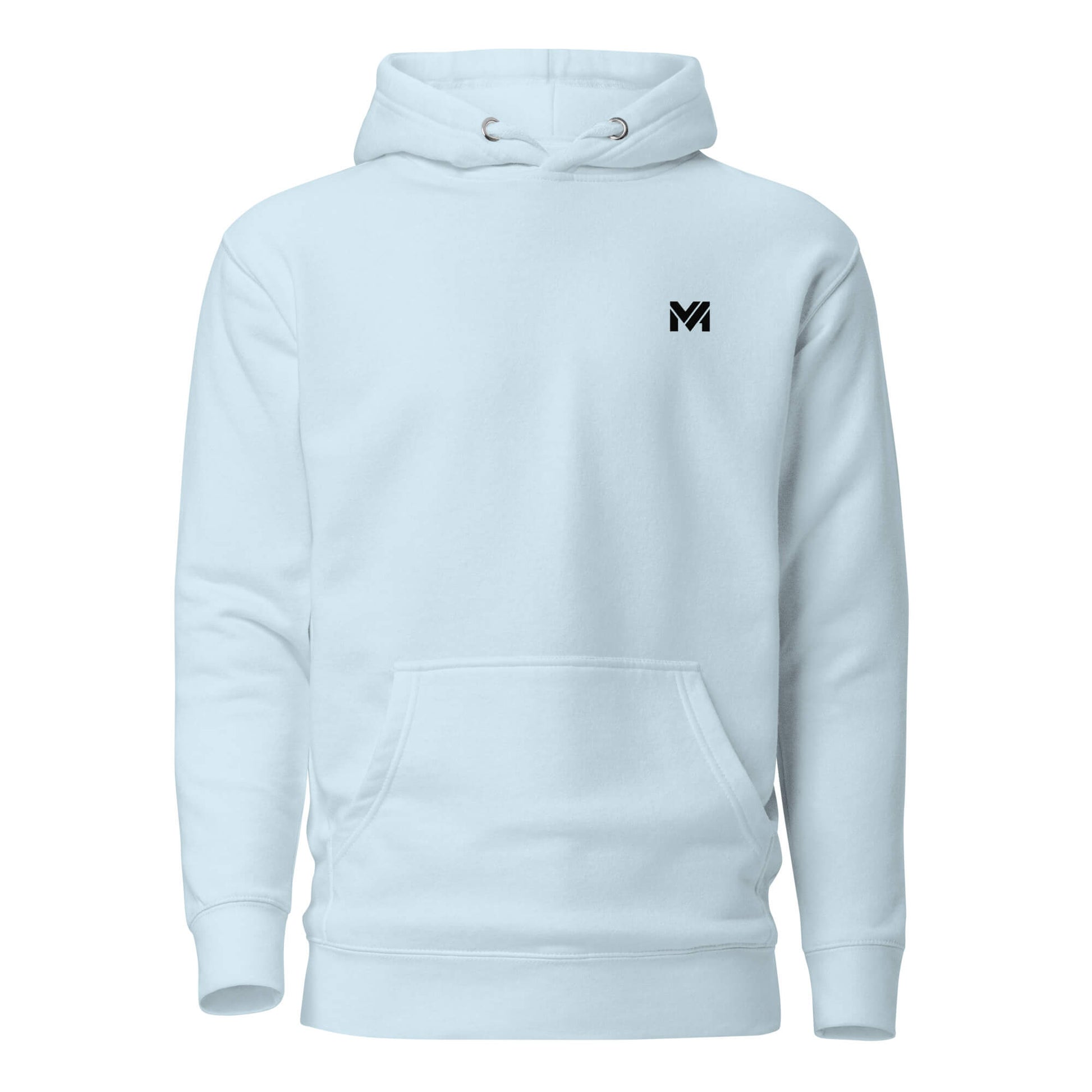 Hoodie WILD WOLF bleu ciel logo noir face et visuel coloré dos Mindset Ambition