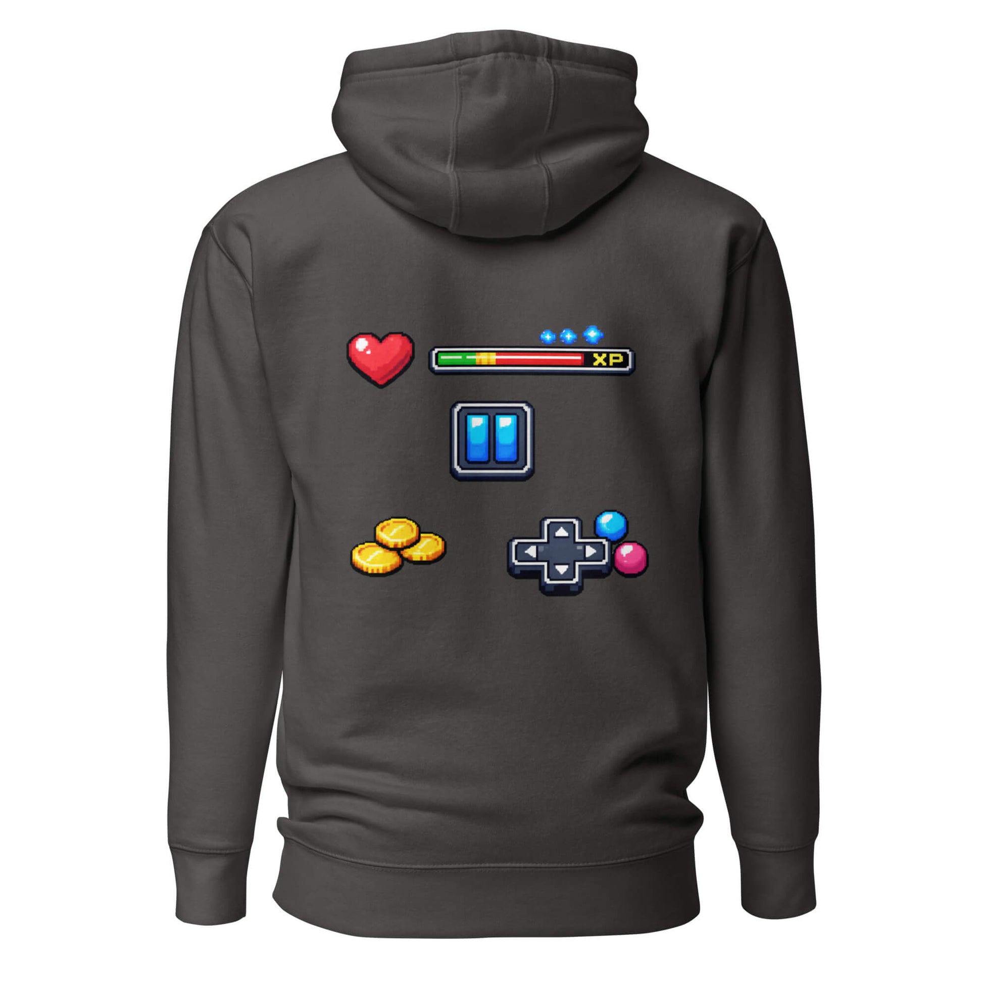 Hoodie XP MODE gris anthracite visuel coloré dos et logo blanc face Mindset Ambition