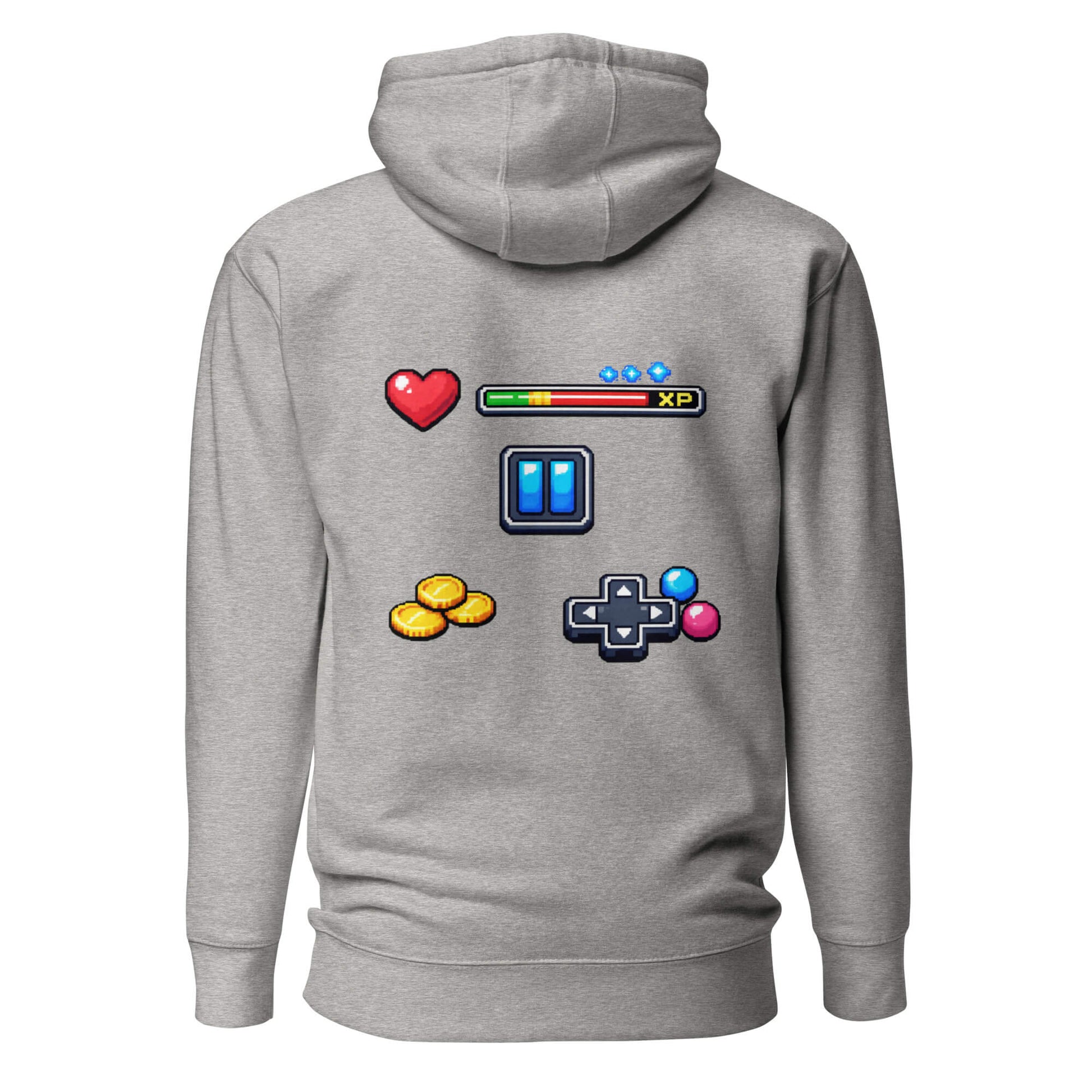 Hoodie XP MODE gris chiné visuel coloré dos et logo noir face Mindset Ambition