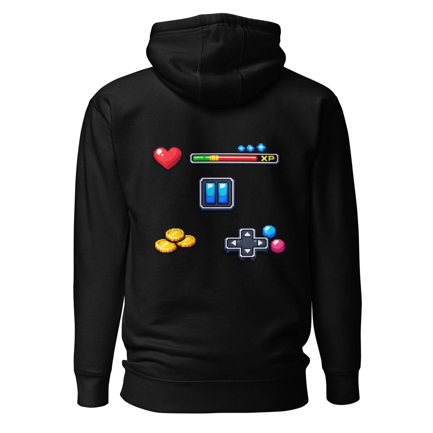 Hoodie XP MODE noir visuel coloré dos et logo blanc face Mindset Ambition