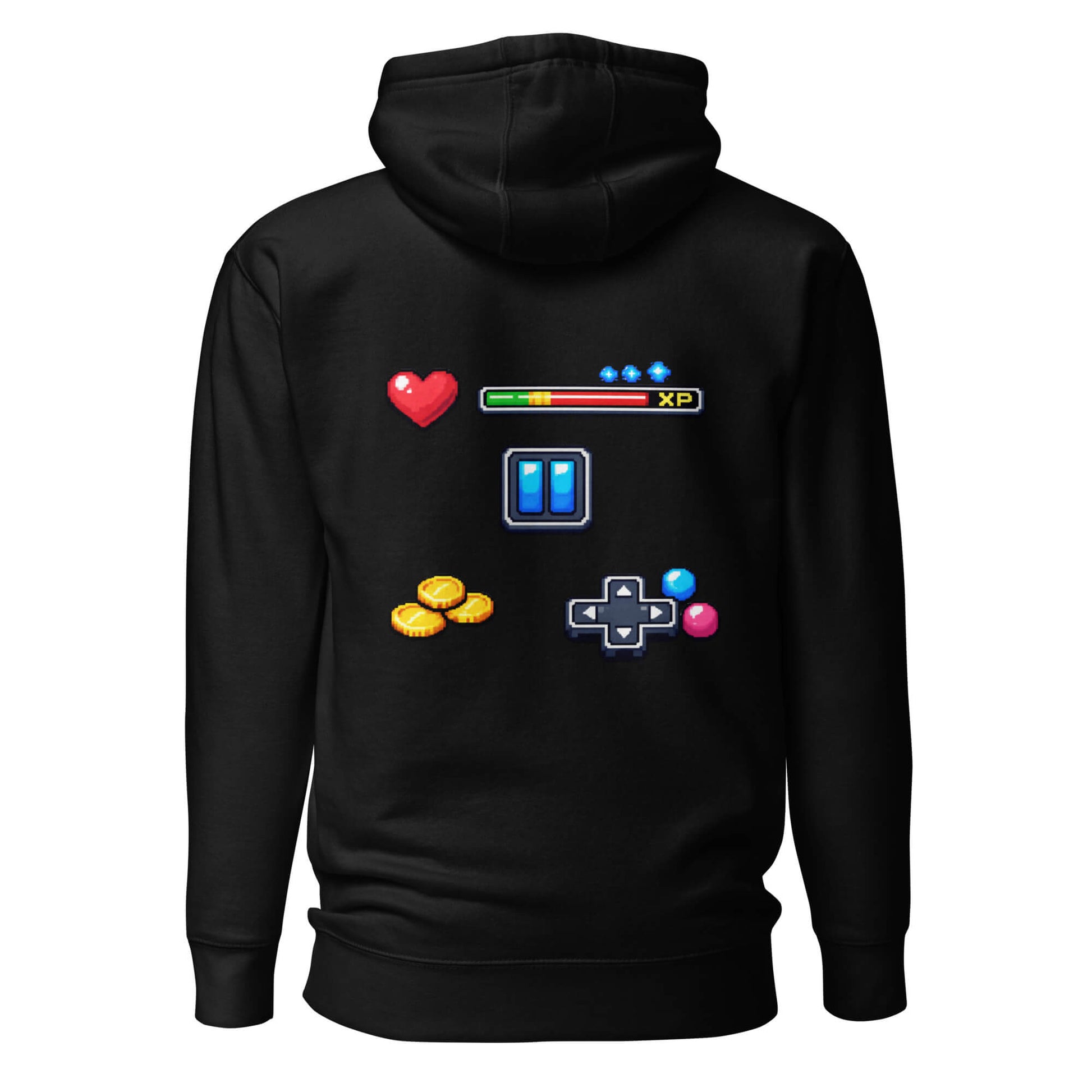 Hoodie XP MODE noir visuel coloré dos et logo blanc face Mindset Ambition