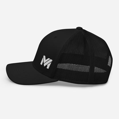 Casquette High Focus noire Mindset Ambition, vue gauche détaillant le logo brodé et le design respirant de la maille arrière